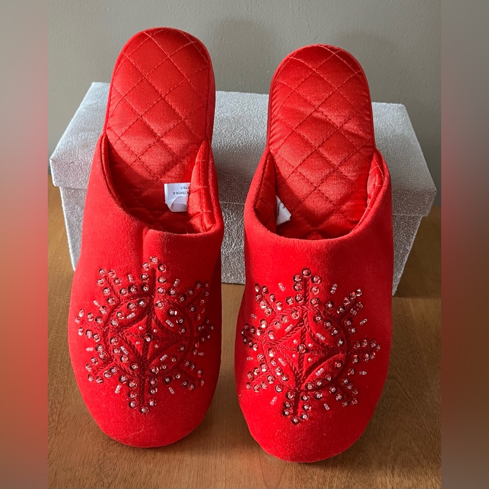 Red Embellished Slippers
